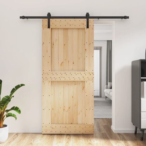 Puerta corredera con herrajes madera maciza de pino 95x210 cm vidaXL (1/5)