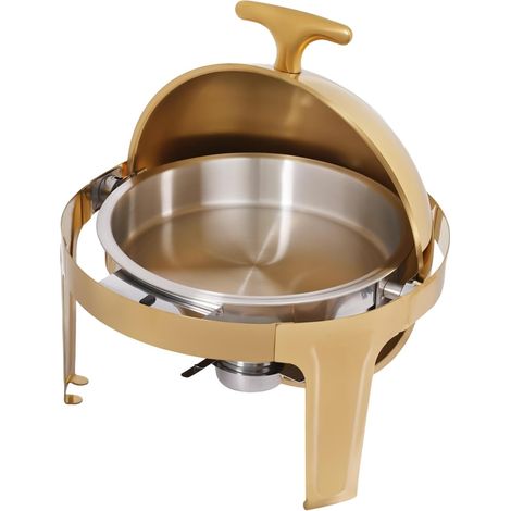 9.5 Qt Round Chafing Dish Set, 201 Stainless Steel Buffet Server with Lid, Food Warmer & Cooler for Hot & Cold Dishes, Ideal for Parties, Events, Catering