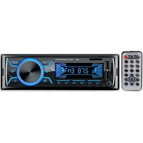 Autoradio Bluetooth Poste Radio Voiture,1Din Radio de Voiture, 4x60W Auto Radio 7Couleurs FM Stéréo Radio USB/SD/AUX/EQ/Lecteur MP3 (1/4)