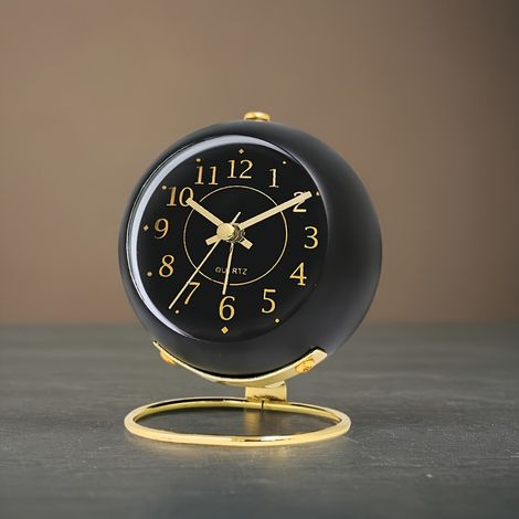 Reloj despertador metálico American Creative de 8,9 cm (3,5 pulgadas) color macaron Caja de hierro mate con acabado pintado, escala digital grabada en oro (1/5)