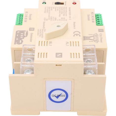 Commutateur de transfert automatique 2 pôles 63A 220V avec bornier de câblage, contrôleur rapide pour camping-car (1/5)
