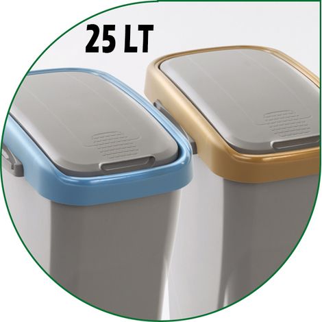 BIDONE PATTUMIERA RACCOLTA DIFFERENZIATA ECOSWING 25LT CORNICE VARI COLORI MHOME, "Blu" (1/5)