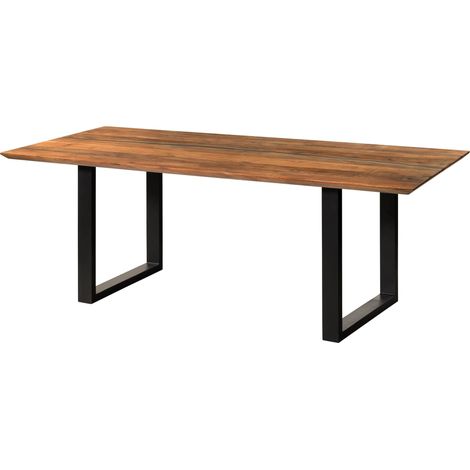 Esstisch Akazie 220x100x76 natur lackiert / Epoxid schwarz, U-Beine anthrazit matt EPOXYMassivmoebel24 GmbH