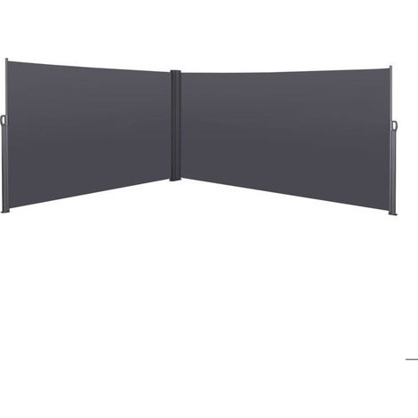 Parasol 180 x 600 cm toile extensible protection visuelle coupe-vent imperméable protection solaire gris (1/5)