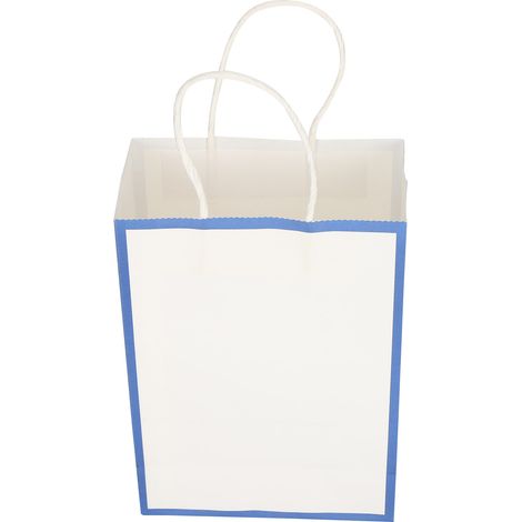 10 Sacs en Papier Kraft Cadeau Portable avec Bordure Blanche+Bleue pour Emballage Shopping (1/5)