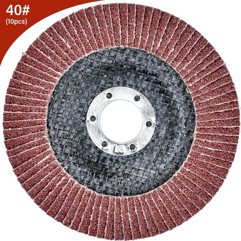 10 discos de láminas de Ø 125 mm x 22 mm, grano 40. Discos abrasivos para desbarbado, eliminación de óxido, pulido y acabado. (1/5)