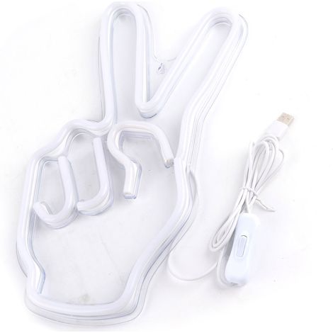 Neon-Dekorationslampe mit Siegesgeste, USB-Leuchtschild für Schlafzimmer, Regal, Büro, modernes Design, Geschenkidee (1/5)