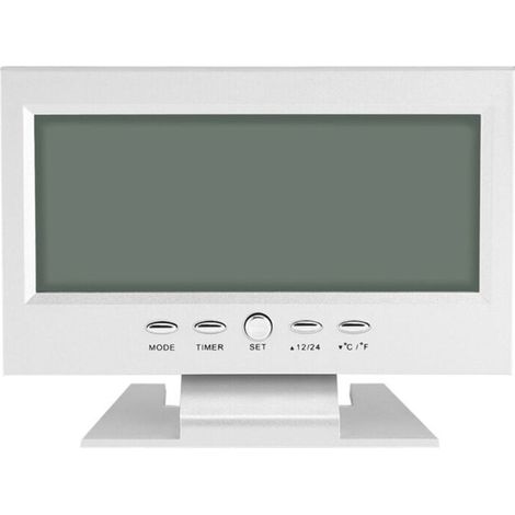 Réveil de bureau avec capteur de son numérique LCD avec calendrier et affichage de la température argent (1/4)
