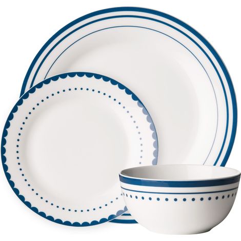 Interiors By Premier Stylish Saturn 12 Piece Blue Dinner Set, Durable Dinner Set For Dinner, Contemporary Design Crockery Set