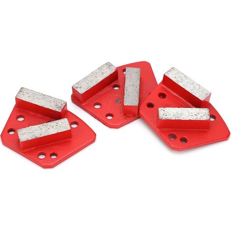 Lot de 3 patins de meulage diamantés trapézoïdaux pour la découpe du béton, 6 trous, dents droites, rouge, grain 30 (1/5)