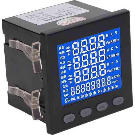 Compteur électrique triphasé noir AC220V boîtier ignifuge multifonction avec affichage LCD mesure d'énergie (1/5)