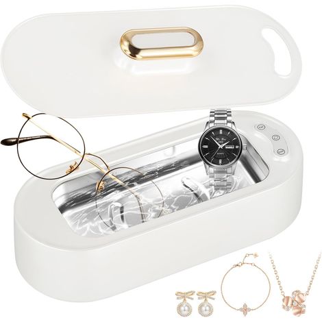 400 ml Ultraschallreiniger, Ultraschallreiniger mit 3 Reinigungsmodi, Ultraschallreiniger für Brillen, 48 kHz Hochfrequenz für Schmuck, Zahnersatz, Brillen, Halsketten, Uhren