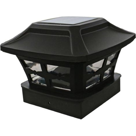 Lampe Solaire Pilier Extérieure Étanche, Lumière Blanc Jaune, Plastique Noir, Éclairage Jardin Solide, Énergie Renouvelable, Usage Extérieur et Clôture (1/5)
