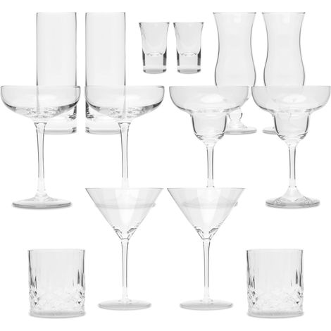 Lot de 14 verres à cocktail avec différents verres  durable  Passe au lave-vaisselle et polyvalent  Idéal pour la maison et la restauration (1/5)