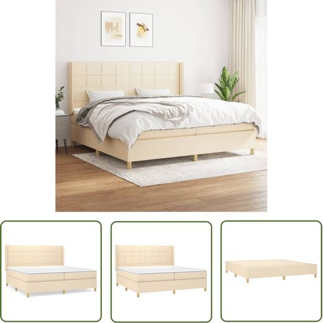 Maison Exclusive Boxspringbett mit Matratze Creme 200x200 cm (1/5)