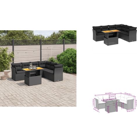 Salon de jardin 7 pcs avec coussins noir résine tressée - Ensemble Salon De Jardin - Salon De Jardin Extérieur - Meuble De Jardin - Canapé Jardin - Table Basse Jardin (1/3)