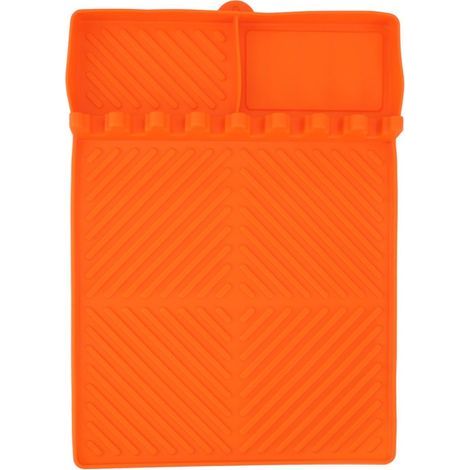 Große Silikon-Grillmatte mit Fettauffangschale, 8 Schlitze, 40,6 x 29,2 cm, rutschfest, hitzebeständig, leicht zu reinigen (Orange) (1/5)