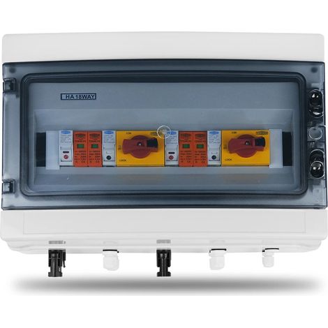 LEDANDER Boîtier de raccordement photovoltaïque RWRAPS avec protection contre la foudre,2 entrées, 2 sorties, fusible CC 1000 V, étanche IP65,18 voies