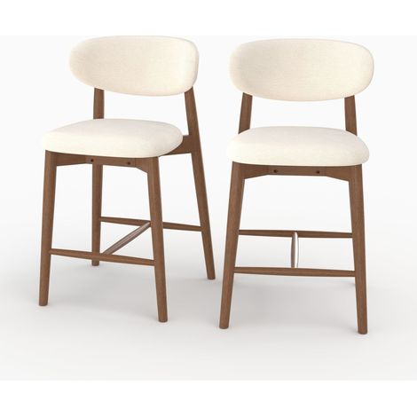 Lot de 2 chaises pour ilot central 64,5 cm en tissu beige - Yuna (1/5)