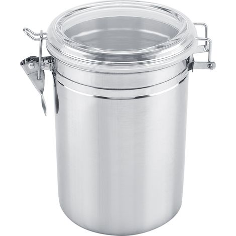 Boîte à café en acier inoxydable avec fermeture sous vide, bocal de conservation pour café, thé et sucre en grains (1800 ml) (1/5)