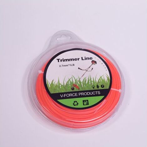 Bobine de fil de tondeuse à gazon 2,4 mm x 100 m, fil de coupe renforcé de 2,4 mm pour le jardinage et le désherbage (2,4 mm x 100 m, rond, orange) (1/5)
