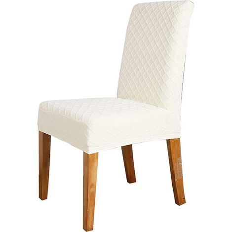 Housse de chaise de salle à manger extensible à motif losanges, amovible et lavable, gris clair, pour hôtel ou restaurant. (1/4)
