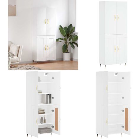 Buffet haut Blanc 69,5x34x180 cm Bois d'ingénierie - Buffet Design Moderne - Meuble De Rangement - Armoire Blanche - Buffet Haut - Mobilier Salon - Home & Living (1/5)