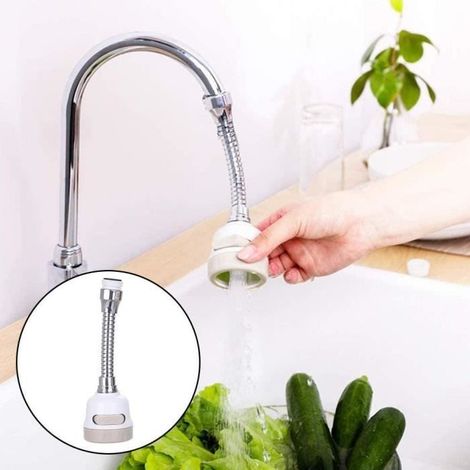 Robinet rotatif 360 portable - Nifogo - Filtre de Buse Tête de Robinet Filtre - Blanc (1/4)