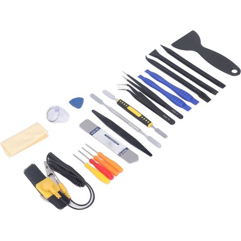 Kit de nettoyage et d'entretien électronique ergonomique en acier inoxydable pour le démontage et la réparation de téléphones (20 pièces) (1/5)