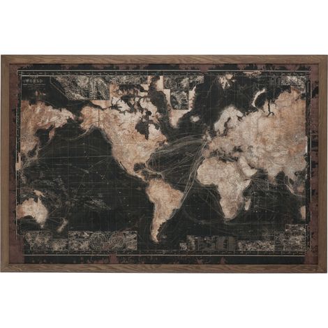 Tableau lumineux carte du monde LED 175x116 cm noir et marron (1/3)