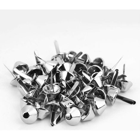 Clous de tête de Clou, 50 pièces Sac à Main Sac à Main Pieds de cône Clou de tête de Clou Pointe Fournitures d'artisanat en Cuir(15mm-Nickel) (1/5)