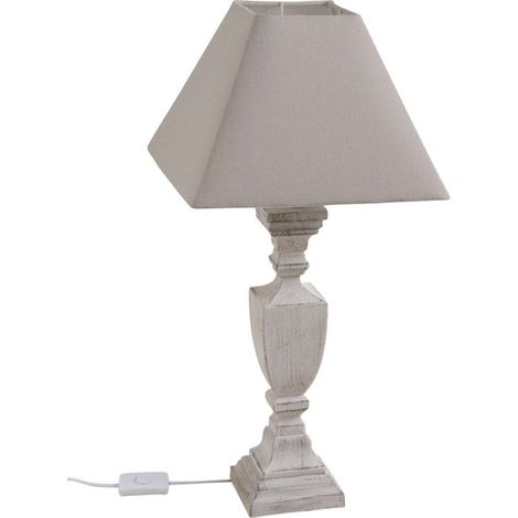 Aubry Gaspard – Lampe à poser en bois et coton 60 cm – Abat-jour en coton – Culot E27 – Puissance max 40W – Longueur câble 100 cm (1/4)