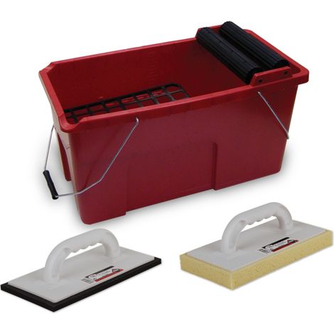 Rubi – Kit de nettoyage professionnel 24L – Bac en polypropylène avec 2 rouleaux de drainage – Nettoyage rapide après jointoiement – 68902