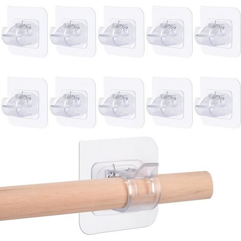 Supporti autoadesivi per bastoni per tende - Set da 10 - Trasparenti (1/5)