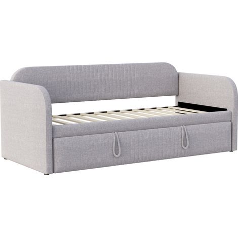 Letto estraibile capitonné 90/180 x 190 cm grigio chiaro con rete a doghe (1/5)