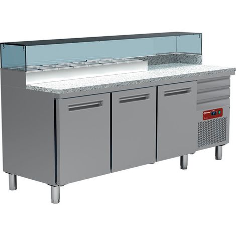 Table réfrigérée pizzeria 3 portes 3 tiroirs 8 x GN1/4 - Diamond (1/3)