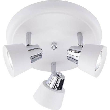 Lampada da soffitto spot rotondo lampada da camera da letto faretto da soffitto, faretti orientabili, metallo, argento bianco, 3x GU10, DxH 25x15 cm (1/4)