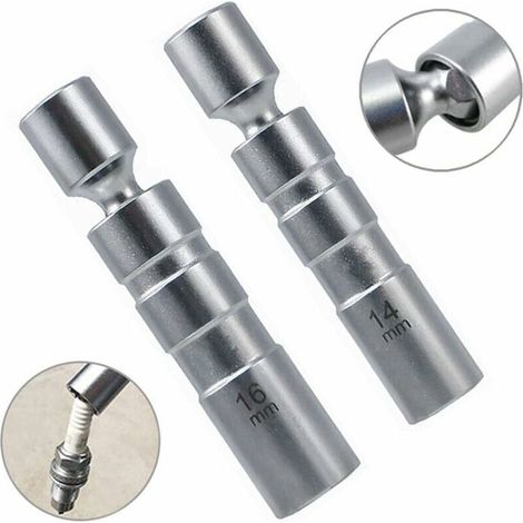 Set bestehend aus 2 Zündkerzenschlüsseln (14 mm und 16 mm), magnetischen Zwölfkant-Zündkerzenstecknüssen, flexiblem 3/8"-Universal-Zündkerzenschlüssel und kurzem Steckschlüsselausbauwerkzeug – LIAIKI