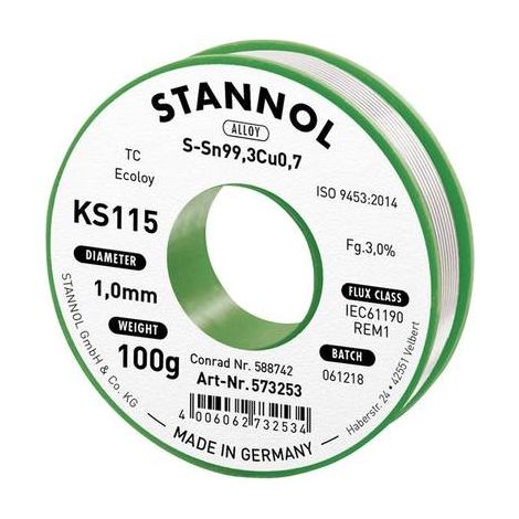 Stannol KS115 hilo de soldadura plateado 1,0 mm 100 g