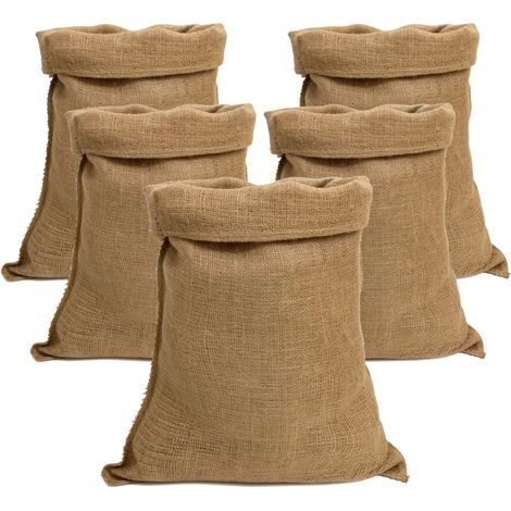 Grands sacs en jute 90 x 60 cm – 5 sacs – Sacs en jute naturel, adaptés au bricolage, à la décoration, au jardinage, aux boîtes de rangement, à Noël, aux fêtes et plus encore. (1/5)