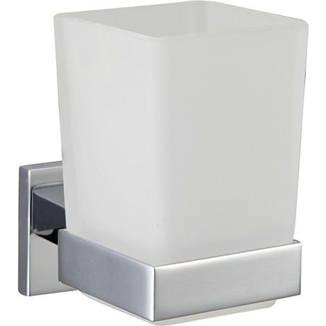 Porta spazzolini in vetro satinato serie frame - fissaggio incollo o viti