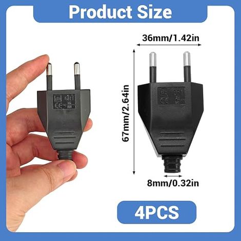 fiches européennes plates noires - 220 V - 2,5 A - Prise d'alimentation compacte pour espaces étroits - Pour lampes, décoration, appareils ménagers et rallonges (1/4)