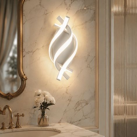 Applique LED da parete per interni, design ondulato, 21 W 2100 lm, luce calda 3000 K, bianca, per soggiorno, camera e studio (1/5)