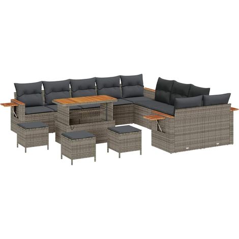 Maison Exclusive - Set Divano da Giardino 18 pz 11-Numero di posti Grigio (1/5)