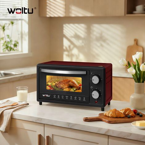 WOLTU Forno Elettrico 10L Potenza 800W timer griglia Cuisine Piccolo Girarrosto Rosso