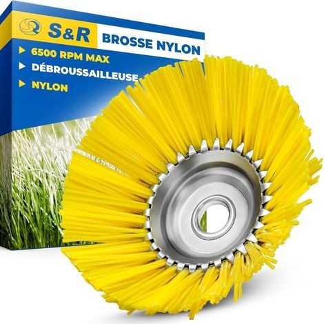 Tête Brosse débroussailleuse Universelle. Brosse Désherbage Gazon mauvaises herbes en nylon 200 x 25 mm (1/5)