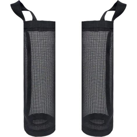 Lot de 2 supports de rangement en maille à suspendre pour sacs de courses pour maison, cuisine, linge, salle de bain, manteau (noir) (1/5)