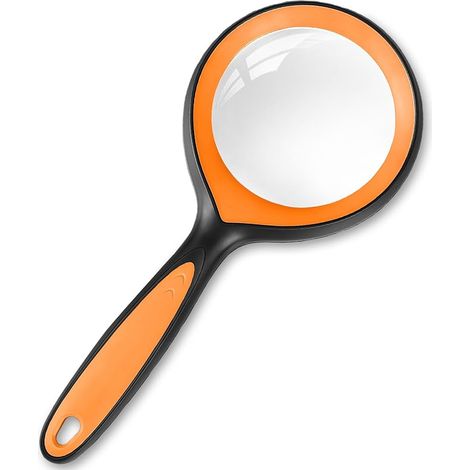 Lupa de lectura de vidrio 10X, lupa de mano para periódicos, lectura de libros científicos, observaciones y manualidades (negra y naranja) (1/5)
