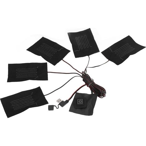 Gilet chauffant électrique 5 en 1, coussin thermique en tissu, 3 réglages de température, USB rechargeable, chauffage en fibre composite imperméable (1/5)