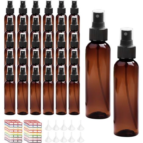 Lot de 36 flacons vaporisateurs de voyage marron de 60 ml (2 oz) pour huiles essentielles, contenant un petit entonnoir. (1/5)